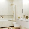 Шторка на ванну Maybah Glass MGV-65-3у 900x1400 в узком профиле Золото стекло прозрачное