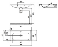 Раковина Creavit Ideal 90 ID090-00CB00E-0000 Белая фарфор подвесная, полувстраиваемая