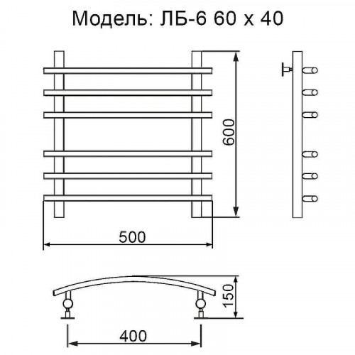 Водяной полотенцесушитель Ника Bamboo ЛБ 6 60/40 Хром