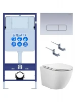 Комплект унитаза с инсталляцией Aquatek Set Aquatek Европа T KDI14 цвет Белый с сиденьем Микролифт и клавишей смыва цвет Хром матовый