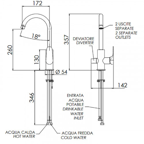 Смеситель для кухни Remer Class Line L79DW Хром латунь