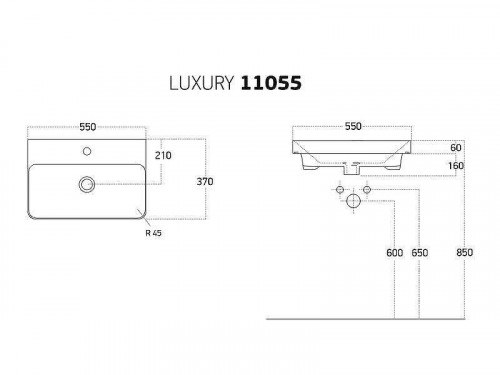 Раковина Dreja Luxury 55 11055-KL цвет Белый