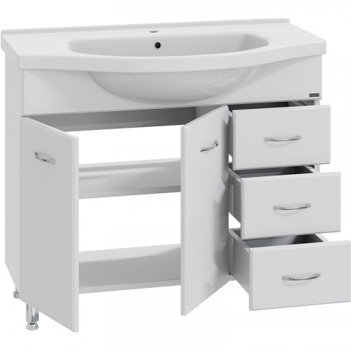 Тумба под раковину СанТа Эльбрус 100 201107 Белая МДФ / ЛДСП