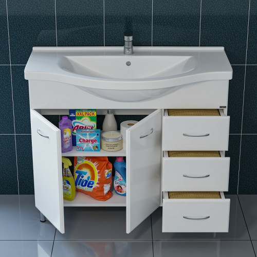 Тумба под раковину СанТа Эльбрус 100 201107 Белая МДФ / ЛДСП