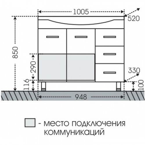 Тумба под раковину СанТа Эльбрус 100 201107 Белая МДФ / ЛДСП