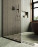 Душевая перегородка Maybah Glass MGD-678-6у 1090x1950 в узком профиле Черный стекло бронзовое