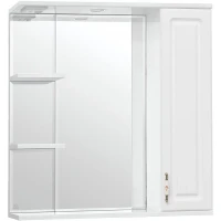 Зеркало со шкафом Style Line Олеандр 2 Люкс 75 ЛС-00000051 с подсветкой Белое МДФ / ЛДСП, стекло