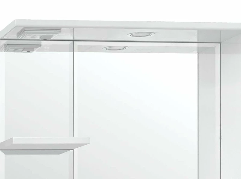Зеркало со шкафом Style Line Олеандр 2 Люкс 75 ЛС-00000051 с подсветкой Белое МДФ / ЛДСП, стекло