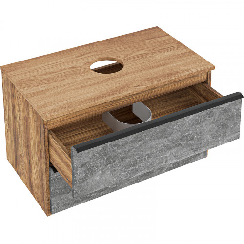 Тумба под раковину Runo Мальта 85 00-00001100 Серая Дуб МДФ / ЛДСП