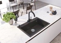 Кухонная мойка Polygran Argo-760 №16 575882 Черная искусственный камень (литьевой мрамор) встраиваемый