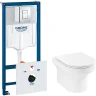 Комплект унитаза Jacob Delafon Elite EDX114RU-00 с инсталляцией Grohe Rapid SL 38775001 с сиденьем Микролифт и клавишей смыва Хром фарфор подвесной
