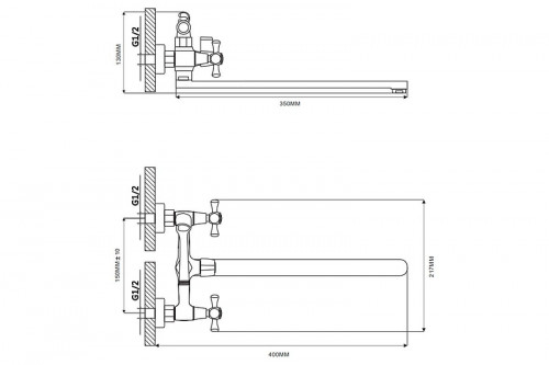 Смеситель для ванны Ekko E22332 универсальный цвет Хром Белый