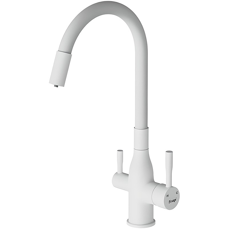 Смеситель для кухни Frap H96 F4396-8 Белый латунь на столешницу
