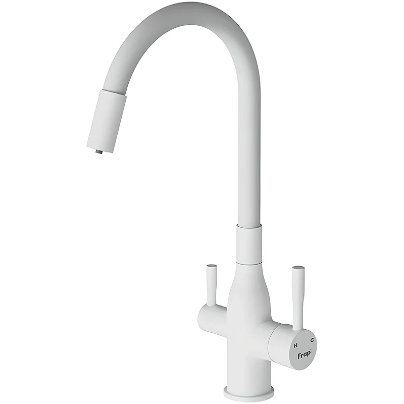 Смеситель для кухни Frap H96 F4396-8 Белый латунь на столешницу