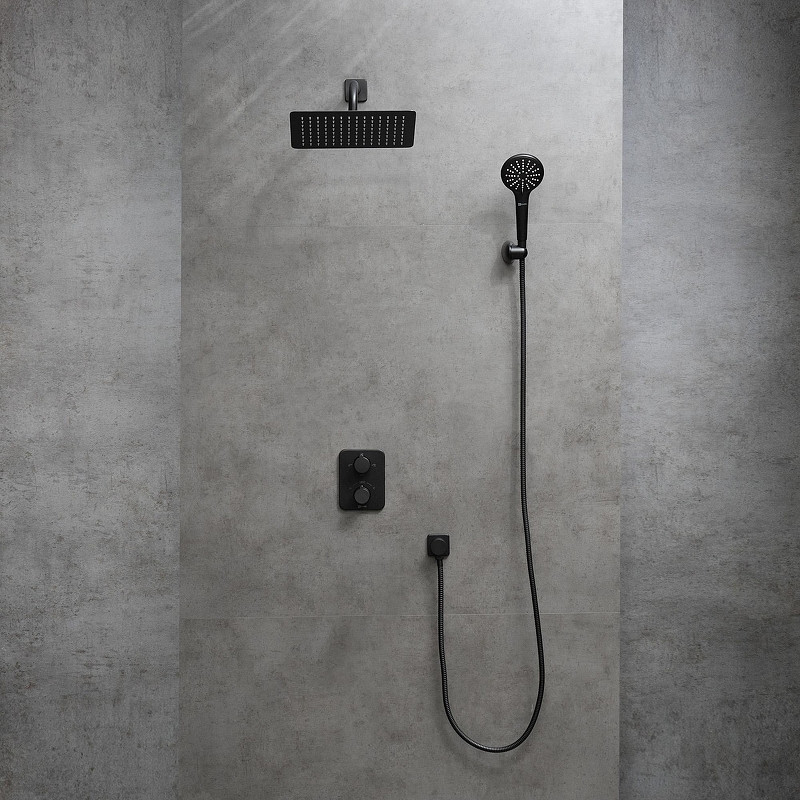 Душевая система Lemark Bronx LM3749BL c термостатом цвет Черный