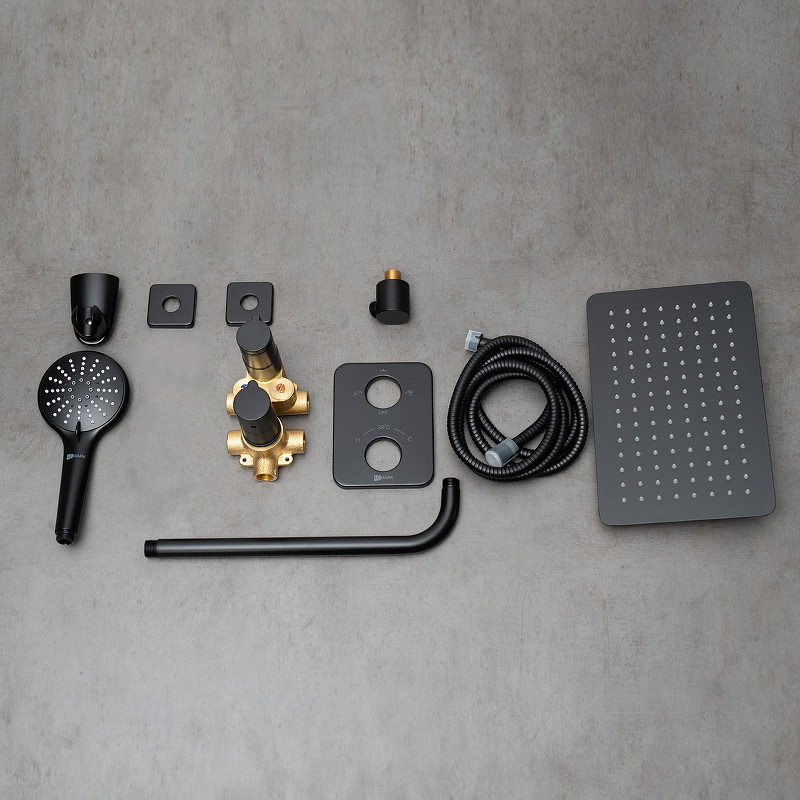 Душевая система Lemark Bronx LM3749BL c термостатом цвет Черный