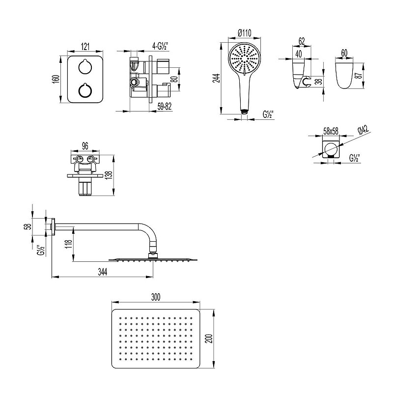 Душевая система Lemark Bronx LM3749BL c термостатом цвет Черный