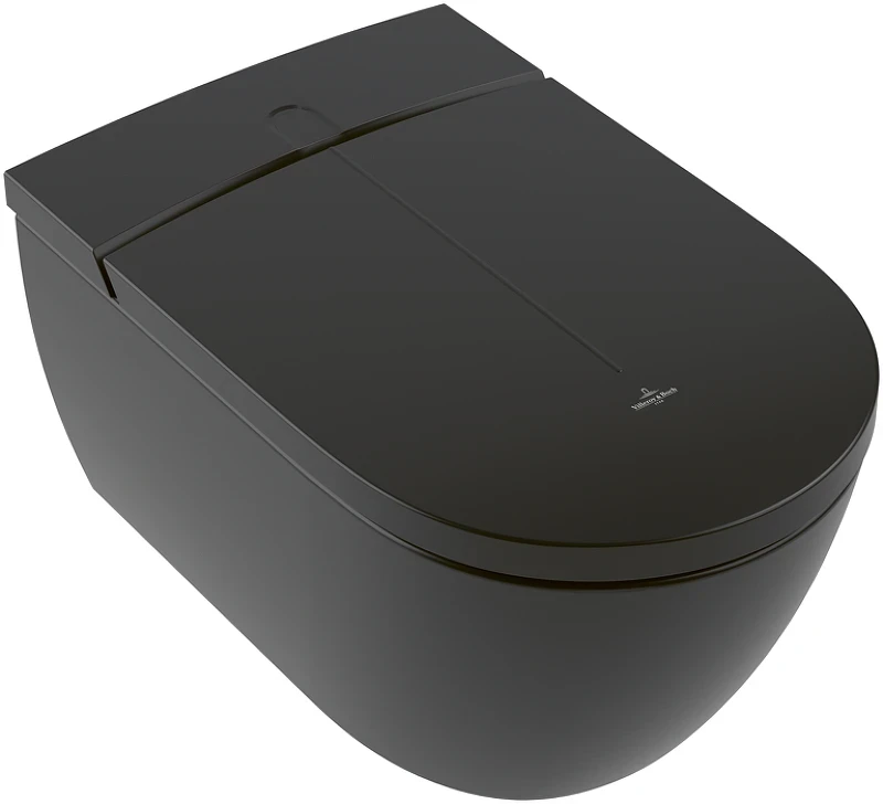 Унитаз биде Villeroy&Boch Viclean V0E200R7 подвесной цвет Pure Black CeramicPlus с сиденьем Микролифт