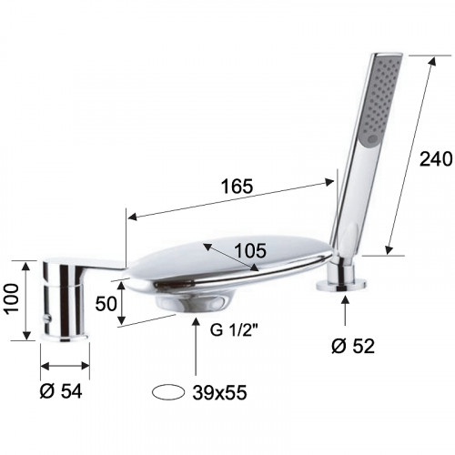 Смеситель на борт ванны Remer Infinity I07UFBG Золото брашированное латунь