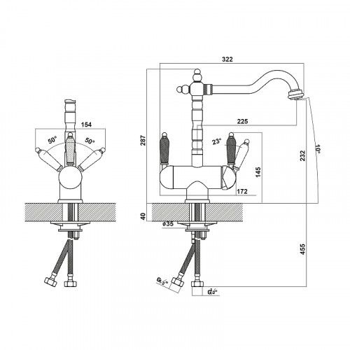 Смеситель для кухни Florentina Ария 333.21H.2113.201 цвет Жасмин
