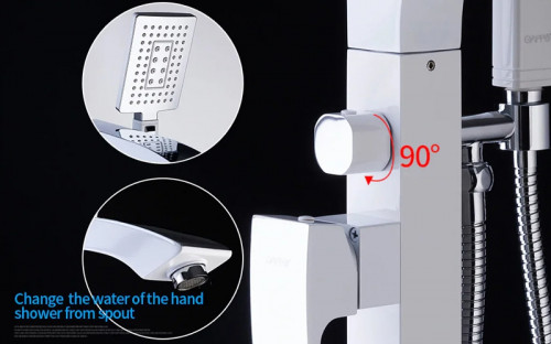 Смеситель для ванны Gappo G07 G3007-8 Белый Хром латунь на пол