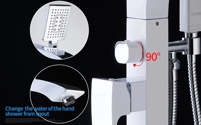 Смеситель для ванны Gappo G07 G3007-8 Белый Хром латунь на пол