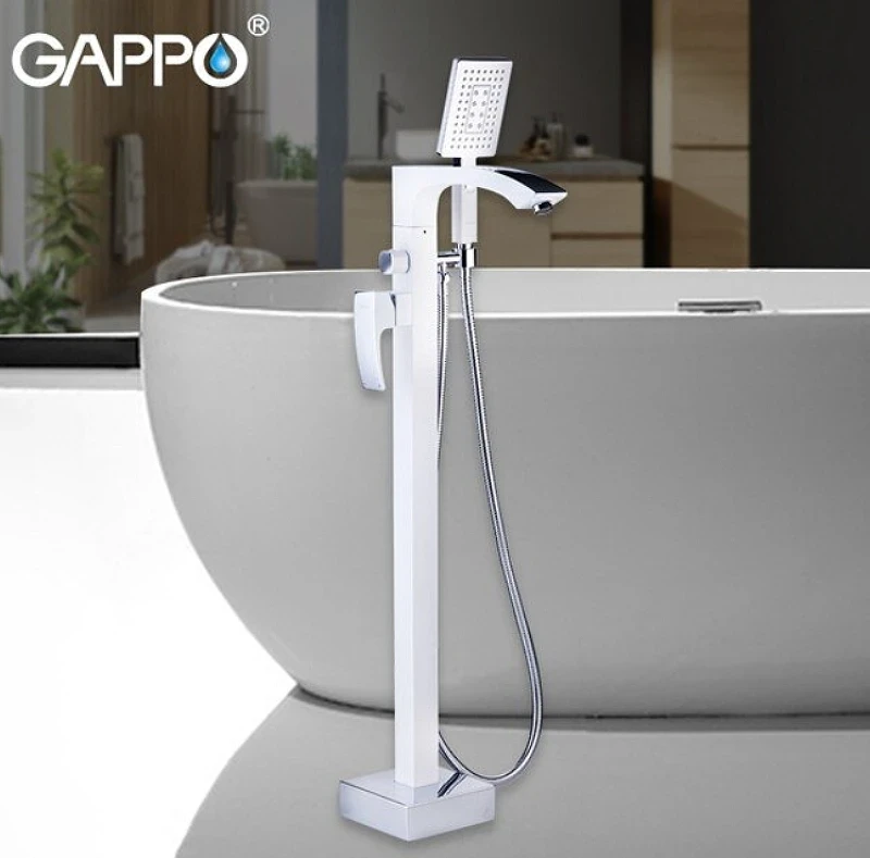 Смеситель для ванны Gappo G07 G3007-8 Белый Хром латунь на пол