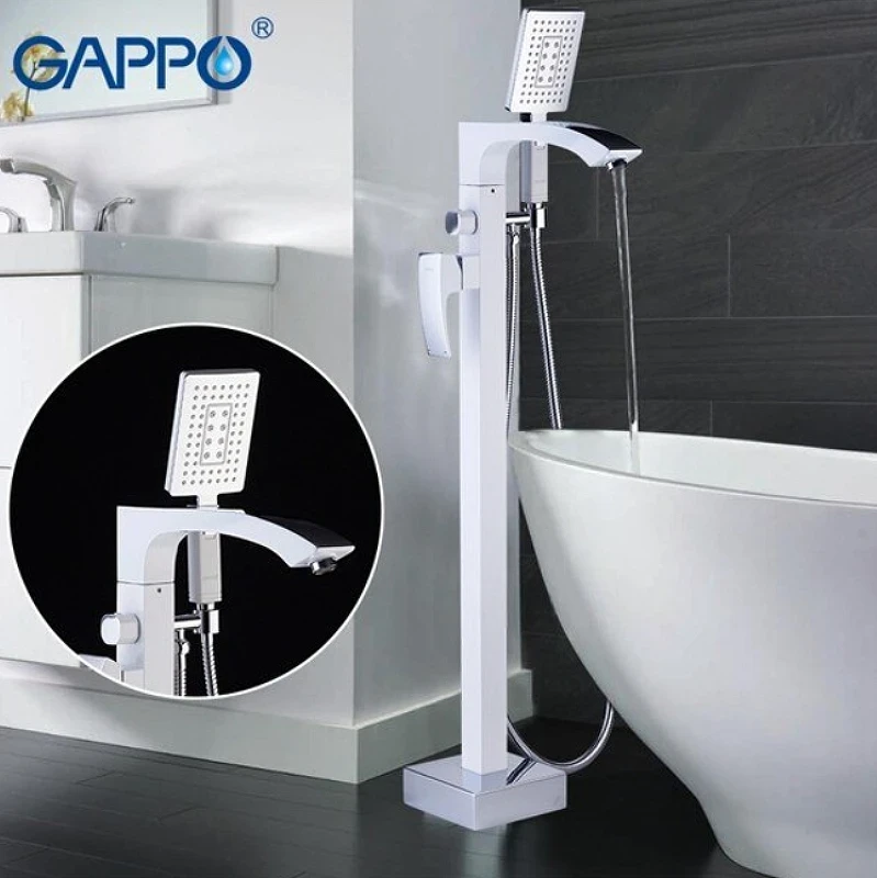 Смеситель для ванны Gappo G07 G3007-8 Белый Хром латунь на пол