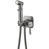 Гигиенический душ со смесителем Lemark Solo LM7165GM Графит латунь на стену