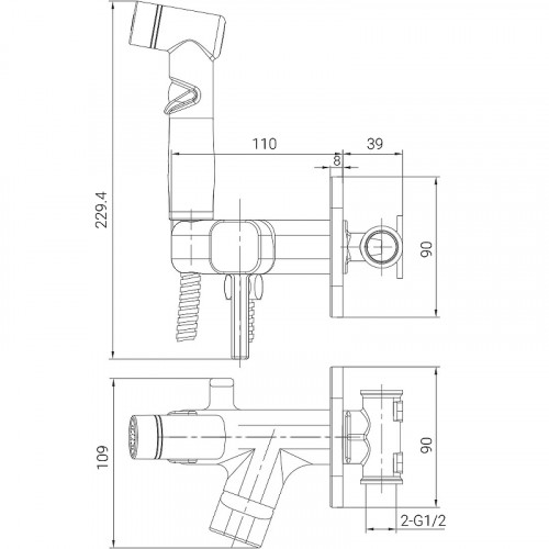 Гигиенический душ со смесителем Lemark Solo LM7165GM Графит латунь на стену