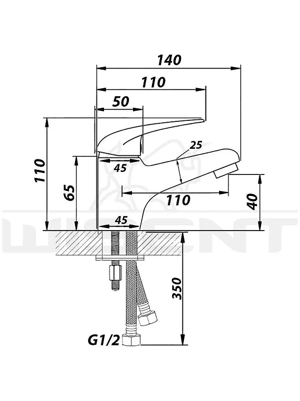 Смеситель для раковины Wisent WP10027 цвет Хром