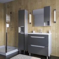 Зеркало со шкафом Stella Polar Абигель 100 SP-00001063 Серое Цемент