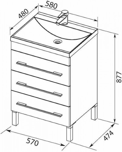 Тумба с раковиной Aquanet Верона 58 287668 Белая МДФ / ЛДСП