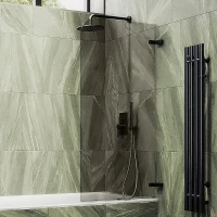 Шторка для ванны Maybah Glass MGV-651-6 705х1400 поворотная на петлях Черный стекло бронзовое