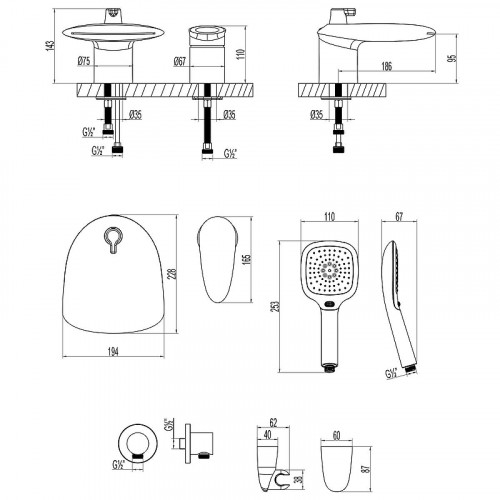 Смеситель на борт ванны Lemark Status LM4447C цвет Хром