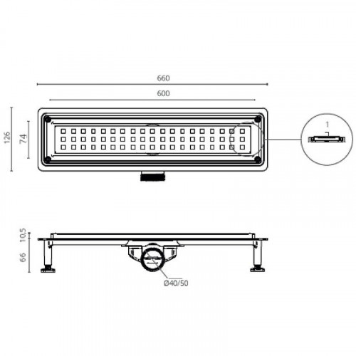 Душевой лоток Ctesi Way Square 60 BK4024130 с решеткой Хром