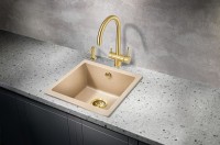 Кухонная мойка Milacio Leon 45 Cuarzo MC.77094 Бежевая искусственный камень (литьевой мрамор) встраиваемая сверху, встраиваемая снизу