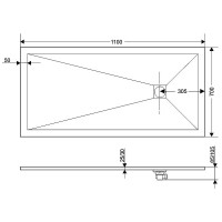 Душевой поддон из искусственного камня RGW STT ST-0117G 70x110x2,5 Серый