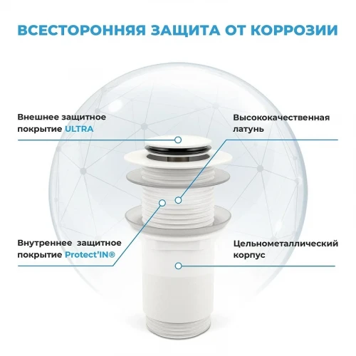 Донный клапан Wellsee Drainage System 182138000 click-clack цвет Белый матовый