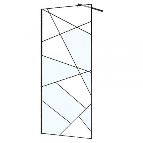 Душевая перегородка Azario Walk-in 120 AZ-271-120-MB-CGP профиль Черный матовый стекло прозрачное с графическим принтом