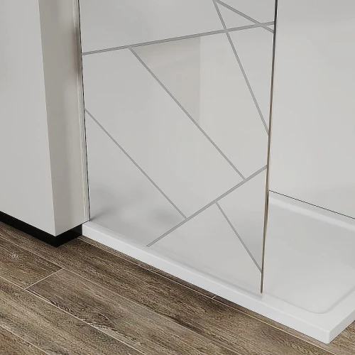 Душевая перегородка Azario Walk-in 120 AZ-271-120-MB-CGP профиль Черный матовый стекло прозрачное с графическим принтом