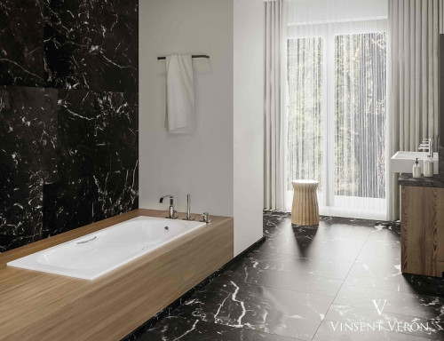 Чугунная ванна Vinsent Veron Aura 170x70 VAU1707042H/VH0015BR цвет Белый с дугообразными бронзовыми ручками