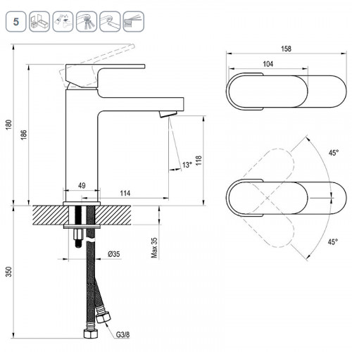 Смеситель для раковины Ravak Chrome CR 014.00CR X070191 Хром