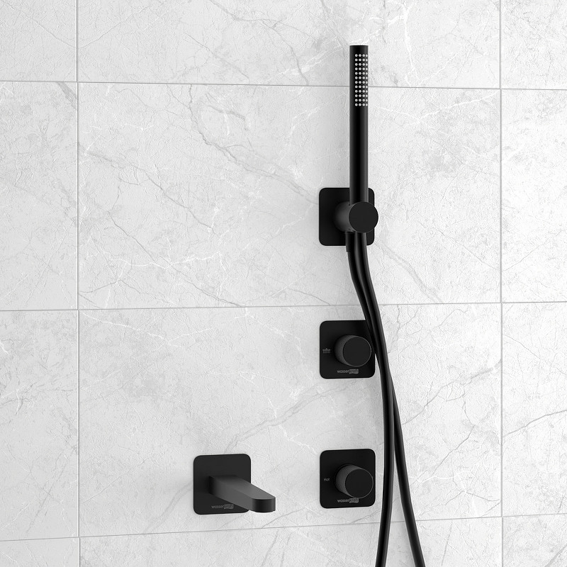 Смеситель для ванны WasserKRAFT Fulda A5251.299.301.302.242.217 Черный матовый латунь встраиваемый