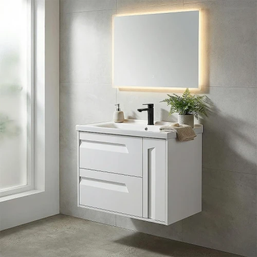 Тумба с раковиной Azario Элегия 80 CS00106449 подвесная цвет Белый матовый