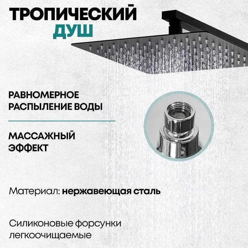 Душевая система Grocenberg GB7007-1BL Черная матовая