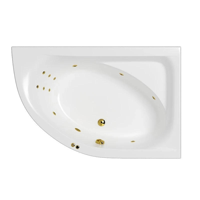 Акриловая ванна Whitecross Aquarella 170x110 R 0109.170110.100.LINE.GL цвет Белый с гидромассажем форсунки Золото