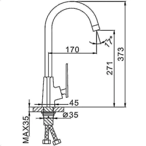 Смеситель для кухни Frap H57 F4057 Черный матовый Хром