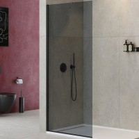 Душевая перегородка Cezares Liberta 100 LIBERTA-L-1-TB-100-GR-NERO профиль Черный матовый стекло серое