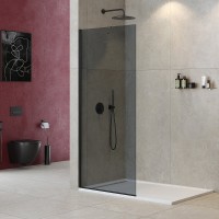 Душевая перегородка Cezares Liberta 100 LIBERTA-L-1-TB-100-GR-NERO профиль Черный матовый стекло серое